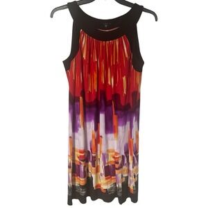 Tiana B Abstract Geometric Print Sleeveless Shift Dress Red Purple Size XL